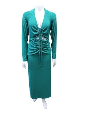 City Chic NWT Jelly Bean Maxi Blakely Dress Tiered L/S Ribbed Ruched Size Large.